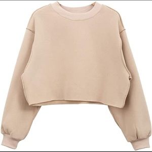 apricot women's cropped crewneck